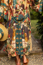 Load image into Gallery viewer, Stay Gold Opera Duster Kimono Robe w/ Rabbits Flowers &amp; Bees