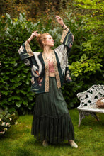 Load image into Gallery viewer, Under My Wing Pixie Crop Kimono w/ Swan &amp; feathers