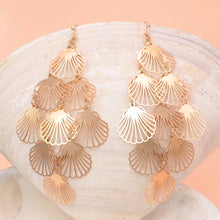Load image into Gallery viewer, Outline Gold Shell Cascade Earrings