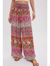 Load image into Gallery viewer, Boho Smocking Waist Wide Leg Pants