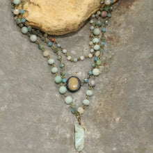 Load image into Gallery viewer, Bohemian Layered Mint Stone &amp; Crystal Necklace