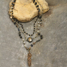 Load image into Gallery viewer, Bohemian Layered Black Stone &amp; Crystal Necklace