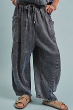 Load image into Gallery viewer, Washed Denim Utility Wide Leg Pants With Cargo Pockets