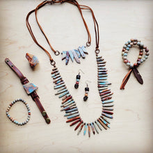 Load image into Gallery viewer, Aqua Terra Slab Necklace with Genuine Leather Ties 250b