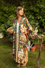 Load image into Gallery viewer, Stay Gold Opera Duster Kimono Robe w/ Rabbits Flowers &amp; Bees