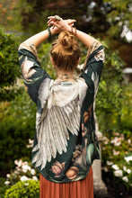 Load image into Gallery viewer, Under My Wing Pixie Crop Kimono w/ Swan &amp; feathers
