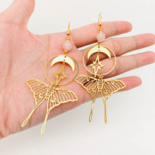 Load image into Gallery viewer, Stars and Moon Moth Earrings