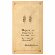 Load image into Gallery viewer, Literary Quotes Feather Post Earrings