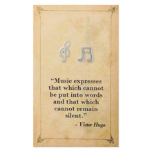Load image into Gallery viewer, Literary Quotes Silver Music Notes Post Earrings
