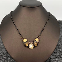 Load image into Gallery viewer, Amethyst &amp; Citrine V-shaped Crystal Stone Charm Necklace