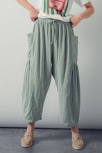 Load image into Gallery viewer, Striped Cotton Drawstring Harem Pants