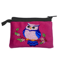 Load image into Gallery viewer, Embroidered Owl Bird Animal Art Ecuadorian Coin Purse Pouch