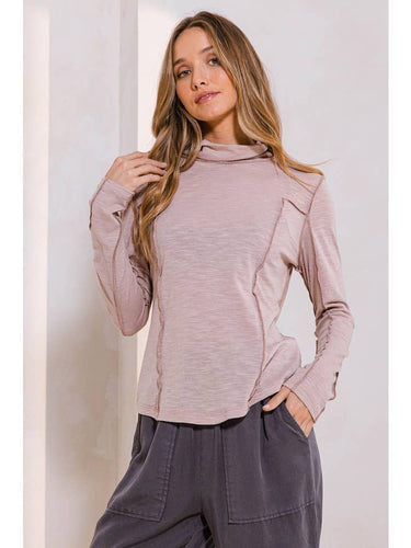 Mocha Overlock Stitch Turtleneck