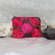 Load image into Gallery viewer, Embroidered Floral Velvet Coin Purse Pouch