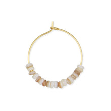 Load image into Gallery viewer, Beach Days White Bead Gold Hoop Earrings