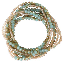 Load image into Gallery viewer, Blue Peach Bead Stretch Wrap Bracelet or Necklace