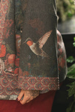 Load image into Gallery viewer, Flight of Fancy Fleece Cottage Cardigan Jacket w/Hummingbird