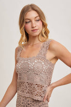 Load image into Gallery viewer, SHEER CROCHET SLEEVELESS SQAURE NECK TOP