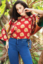 Load image into Gallery viewer, Reversible Kantha Kimono Crop Top