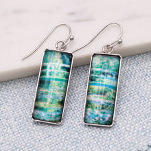 Load image into Gallery viewer, Bridge Water Lily Print Silver Bar Fine Art Earrings