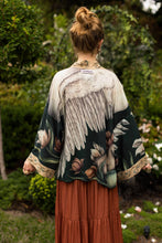 Load image into Gallery viewer, Under My Wing Pixie Crop Kimono w/ Swan &amp; feathers