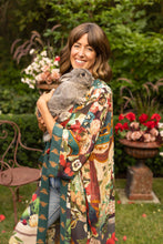 Load image into Gallery viewer, Stay Gold Opera Duster Kimono Robe w/ Rabbits Flowers &amp; Bees