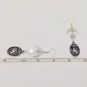 Dark Crow Star Moon Earrings