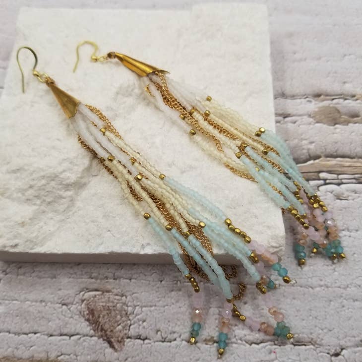 Seed Bead Tassel Earrings