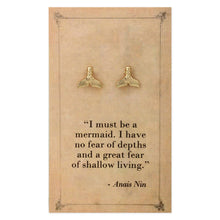 Load image into Gallery viewer, Literary Quote Mermaid Tail Post Earrings