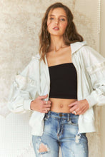 Load image into Gallery viewer, RUFFLED PUFF SLEEVE ZIP UP HOODIE
