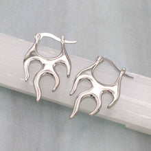 Load image into Gallery viewer, Hot Rod Silver Flames Hoop Earrings