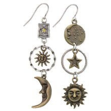 Load image into Gallery viewer, Celestial Dream Linear Sun Moon Earrings