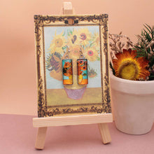 Load image into Gallery viewer, Sunflower Print Silver Bar Fine Art Earrings