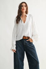 Load image into Gallery viewer, Boho-Chic Embroidered White Peasant Blouse