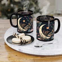 Load image into Gallery viewer, Botanical Butterfly Moon Coffee Mug, 11oz Black Mug ceramic