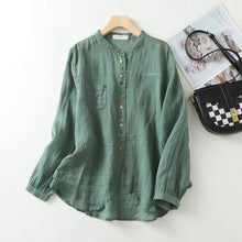 Load image into Gallery viewer, Artistic Solid Color Button-Up Shirt With Stand Collar