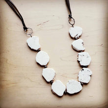 Load image into Gallery viewer, White Turquoise Slab Necklace with Leather Closure 228O
