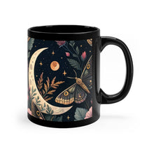 Load image into Gallery viewer, Botanical Butterfly Moon Coffee Mug, 11oz Black Mug ceramic