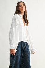 Load image into Gallery viewer, Boho-Chic Embroidered White Peasant Blouse
