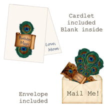 Load image into Gallery viewer, Greeting Card with Tiara, Birthday Magic, Peacock
