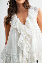 Load image into Gallery viewer, Sleeveless Blouse with Ruffled Embroidered Lace