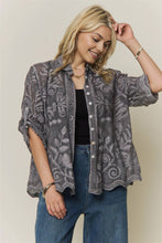 Load image into Gallery viewer, BOHO EMBROIDERED BUTTON-DOWN TOP