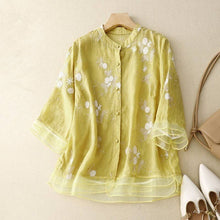 Load image into Gallery viewer, Embroidered Short Sleeve Patchwork Blouse