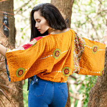 Load image into Gallery viewer, Reversible Kantha Kimono Crop Top