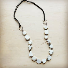 Load image into Gallery viewer, White Turquoise Slab Necklace with Leather Closure 228O