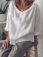 Load image into Gallery viewer, Vintage Ramie Cotton Round-Neck Lapel T-Shirt