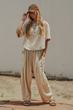Load image into Gallery viewer, Washed Denim Utility Wide Leg Pants With Cargo Pockets