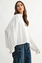 Load image into Gallery viewer, Boho-Chic Embroidered White Peasant Blouse