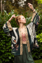 Load image into Gallery viewer, Under My Wing Pixie Crop Kimono w/ Swan &amp; feathers