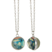 Load image into Gallery viewer, The Scream Print Silver Globe Fine Art Necklace